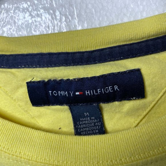 Tommy Hilfiger Sz M Yellow Logo Long Sleeve Shirt - Picture 2 of 8